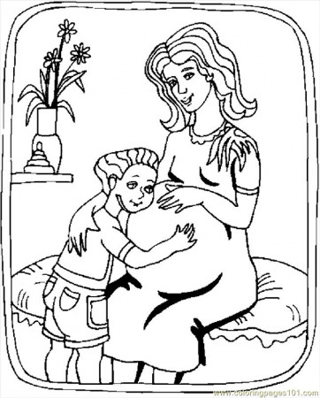 Pregnant Mom & Child 2 Coloring Page - Free Others Coloring Pages :  ColoringPages101.com