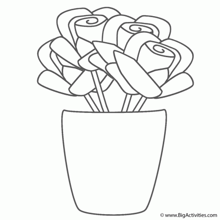 Roses in Vase - Coloring Page (Plants)