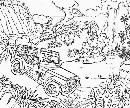 Jurassic Park Jeep Coloring Page - ColoringBay