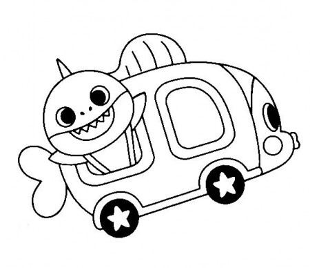 Baby shark in a bus coloring page | Baby shark, Coloring pages, Colouring  pages
