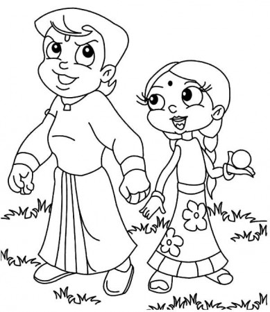 Chota Bheem and Chutki Coloring Pages - NetArt