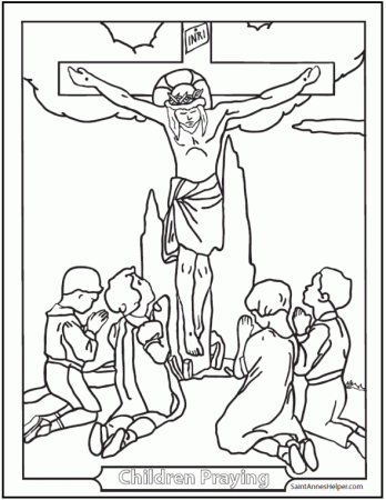 Children Praying Coloring Page ❤️+❤️ Jesus With Children Coloring Page