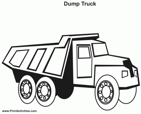 Dump Truck Coloring Page | Back Down, Side View