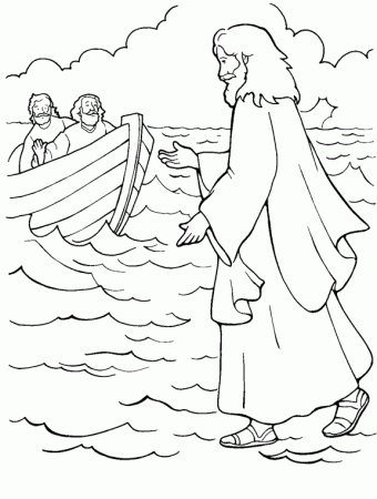 Walking on water coloring page