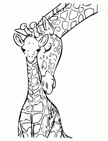 Baby Giraffe With Mommy Coloring Page | Homeschool - coloring & cutti…