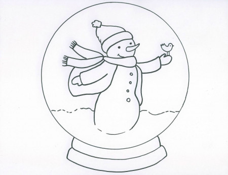 snow globe with snowman coloring page
