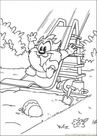 Coloring Pages Taz Is Playing In The Garden (Cartoons > Others 