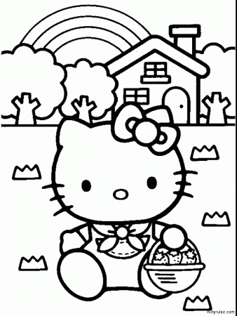 Coloring picture of hello kitty Japanese Cat