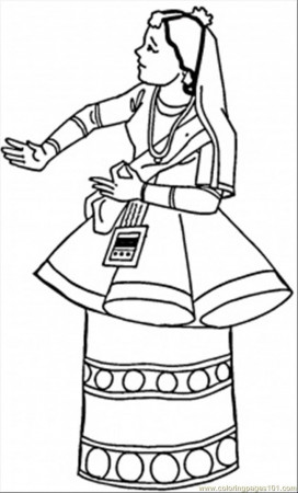 Coloring Pages National Clothing (Countries > India) - free 