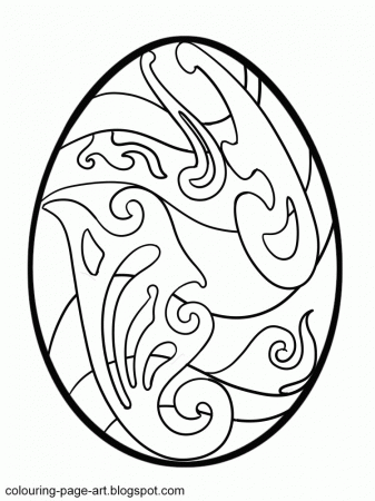Curlicue Easter Egg Colouring Page | Colouring Page Art