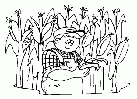 Corn Coloring Page : Printable Coloring Book Sheet Online for Kids 