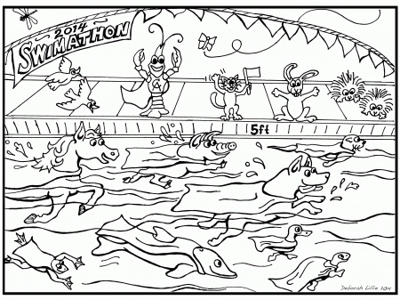 Swimming Pool - Coloring Pages for Kids and for Adults
