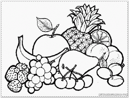 Free Colouring Pages Fruit Basket - Coloring