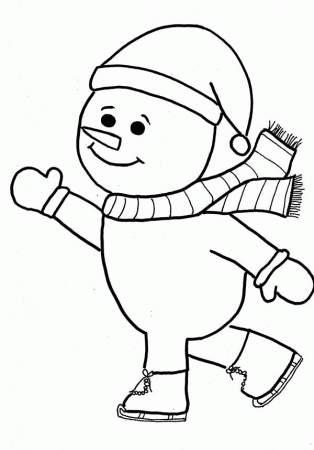 Mr Snowman on Christmas is Doing Ice Skating Coloring Page ...