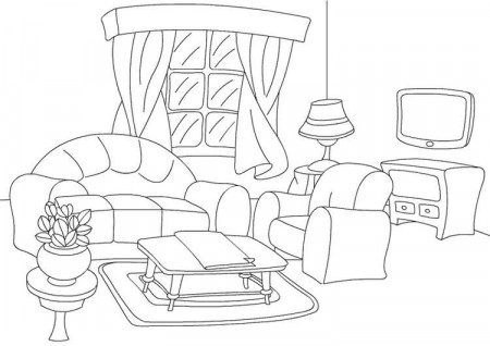 Clean Living Room Coloring Sheet | Free printable coloring pages ...