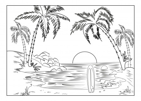 Coloring Pages : Coloring Book Amazing Beach Sunset Coloringages ...