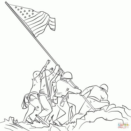 Raising the Flag on Iwo Jima coloring page | Free Printable ...