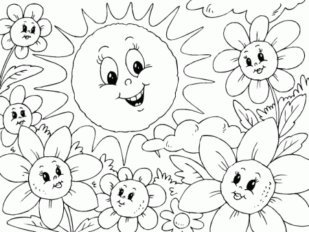 Sun and Flowers coloring page - Coloring Pages 4 U