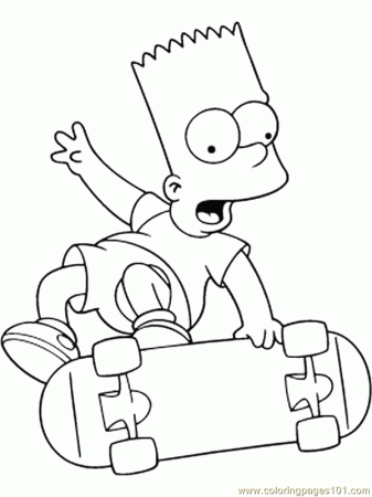 free skateboard coloring pages | free printable coloring page Bart  Skateboarding 2 Coloring Pages 7 Com … | Simpsons drawings, Bart simpson  drawing, Coloring books