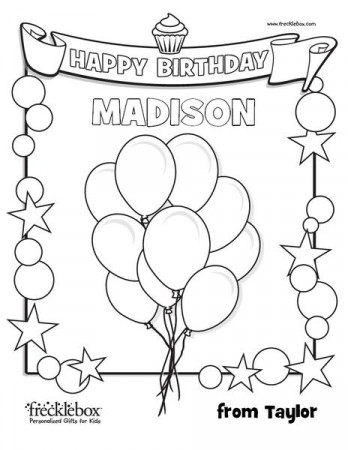 Personalized Birthday Coloring Page | Frecklebox– frecklebox