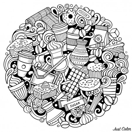 Sweet circle - Cupcakes Adult Coloring Pages