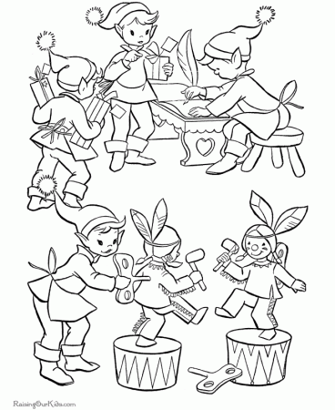Free Christmas printable coloring pages - Santa's Elves!
