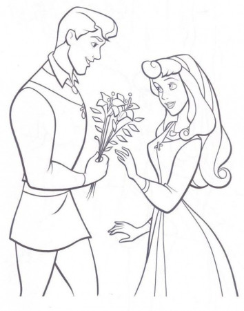 Disney Princess Aurora and The Prince Coloring Page | Kids 