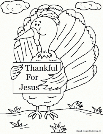 Download Turkey Holding Sign Thankful For Jesus Coloring Page 