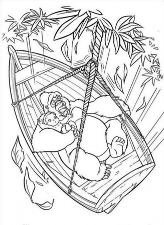 Tarzan Fell On Boat Coloring Page Coloringplus 187261 Tarzan 