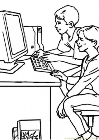 Coloring Pages Kleurplaat Computer 02 (Technology > Computer 