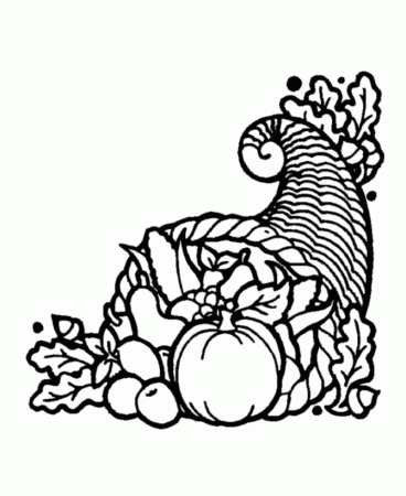 Thanksgiving Day Coloring Page Sheets - Cornucopia 3 (Horn of 