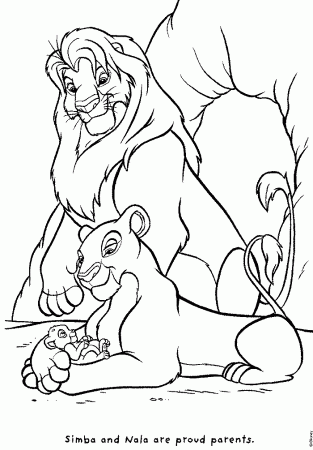 Simba and Nala are Proud Parents - Lion Coloring Pages >> Disney 