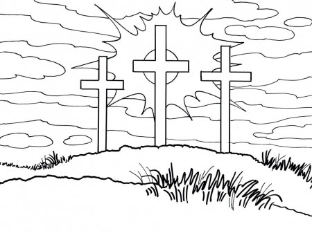 FreeBibleimages :: Line Art: Jesus dies and rises :: Pictures you can colour  or paint (Bible overview)