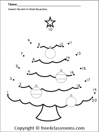 Free Christmas Dot to Dot - Numbers 1 to 20 - Free4Classrooms