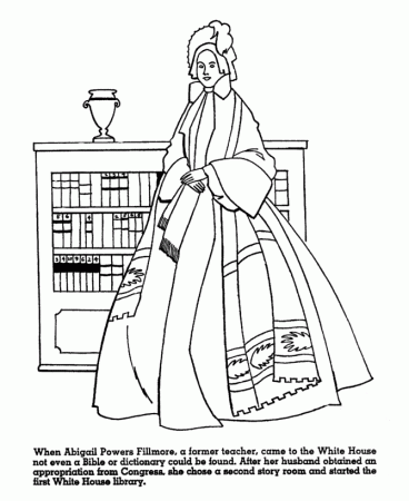 USA-Printables: First Lady Abigail Powers Fillmore coloring page -  Thirteenth President of the United States - 4 - US Presidents Coloring Pages