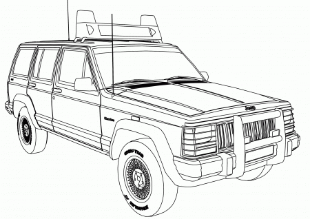 Jeep Cherokee VLTT Car Police Coloring Page | Wecoloringpage