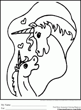 free coloring pages of unicorn and the baby unicorn - VoteForVerde.com