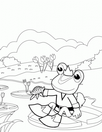 Prince Frog Over the Pond Coloring Page: prince-frog-over-the-pond ...
