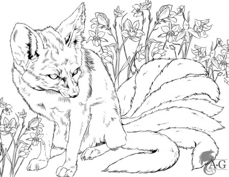 Fennec Kitsune: Coloring Book Page (Caelis'al Wonders) | Caelis'al
