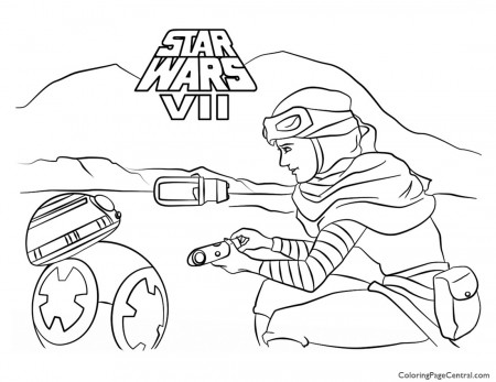 Star Wars - Rey and BB-8 Coloring Page | Coloring Page Central