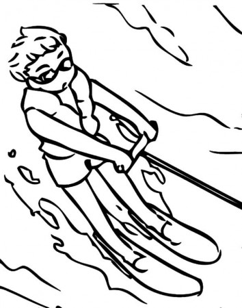 Slide on Water Water Skiing Coloring Pages : Batch Coloring