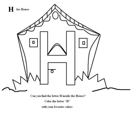 Letter H coloring printable page for kids