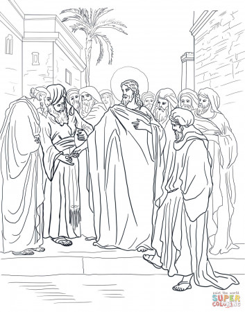 Jesus Foot Washing coloring page | Free Printable Coloring Pages