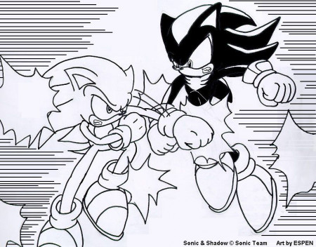 Sonic And Shadow Coloring - Coloring Pages for Kids and for Adults