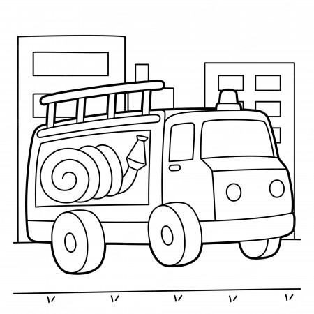 Premium Vector | Fire truck coloring page