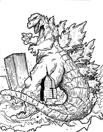 Godzilla, : Godzilla Destroying Town Coloring Pages | Monster coloring pages,  Super coloring pages, Godzilla tattoo