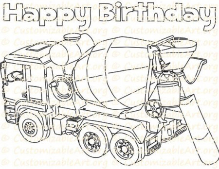 Cement Dump Truck Birthday Coloring Page Printable Truck Party | Etsy