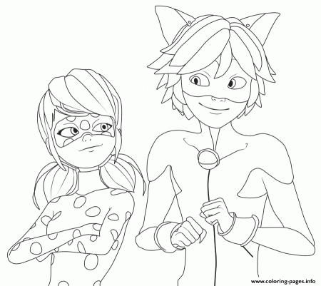 Print Miraculous Ladybug and Cat Noir Very Happy coloring pages ...