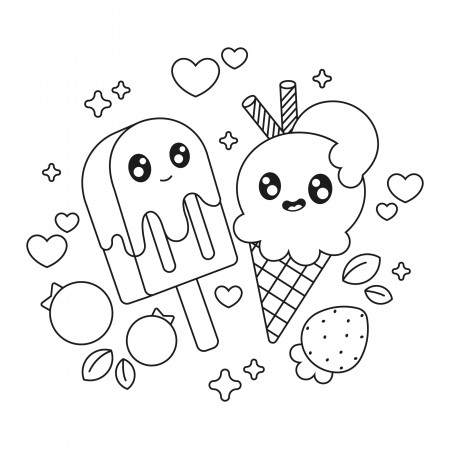 cute ice creams coloring page
