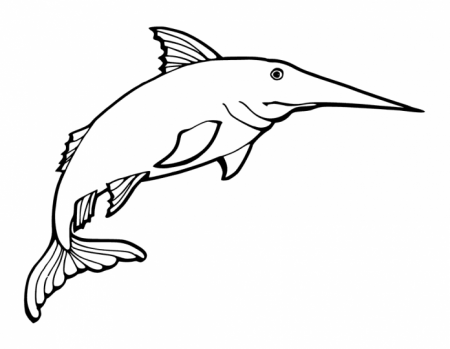 Coloring book Sword fish waving fin printable and online